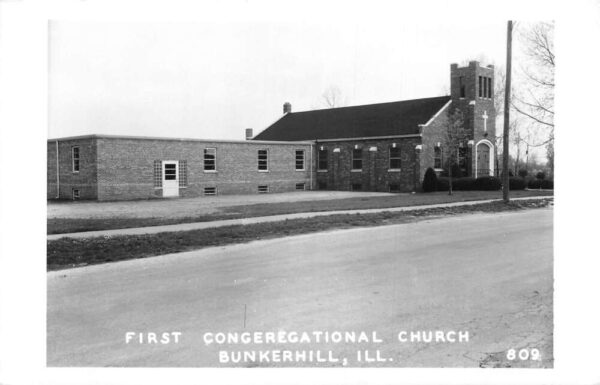 Bunker Hill Illinois First Congregational Church Real Photo Postcard AA89468