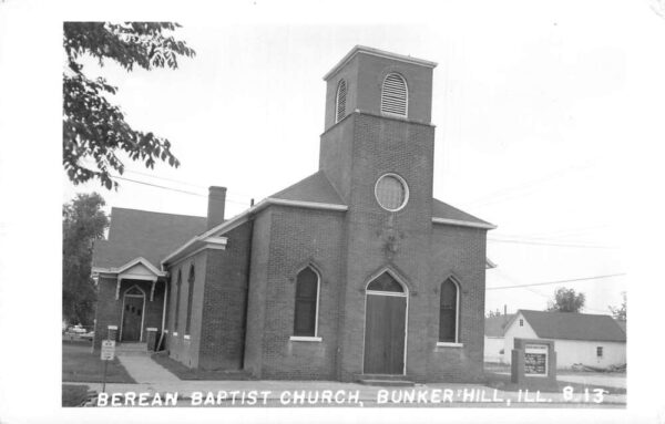 Bunker Hill Illinois Berean Baptist Church Front View Real Photo PC AA89469
