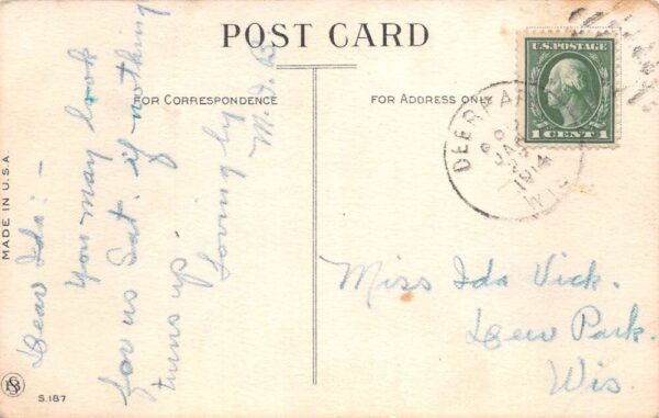 Clear Lake Wisconsin Greetings Dutch People in Car Vintage Postcard AA89483 - Image 2
