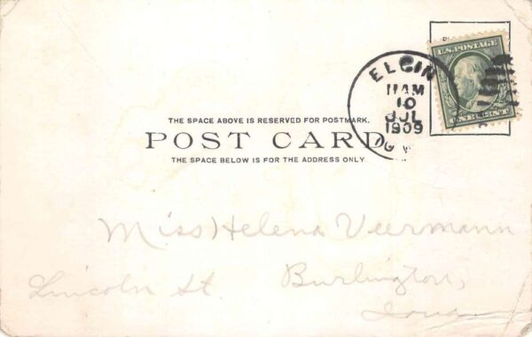 Elgin Iowa Greetings Post Office Dewey Hotel Church Postcard AA89485 - Image 2