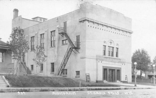 St Croix Falls Wisconsin Auditorium Real Photo Vintage Postcard AA89490
