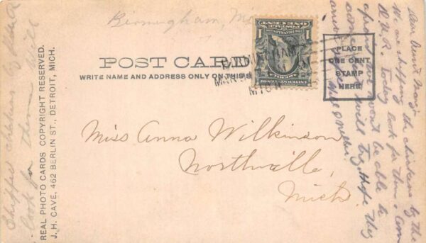 Birgmingham Michigan Woodward Avenue to Detroit Real Photo Postcard AA89494 - Image 2
