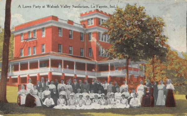 Lafayette Indiana Wabash Valley Sanitarium Lawn Party Vintage Postcard AA89500