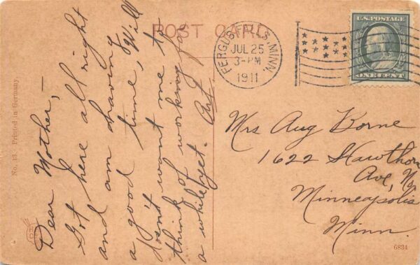 Fergus Falls Minnesota State Hospital Vintage Postcard AA89508 - Image 2