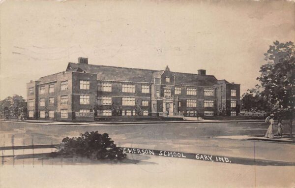 Gary Indiana Emerson School Real Photo Vintage Postcard AA89520