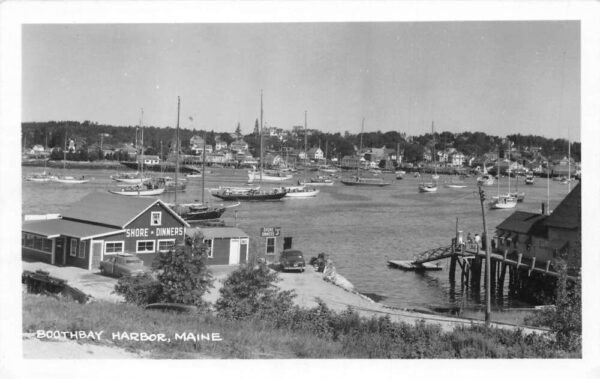 Boothbay Harbor Maine Birds Eye View Real Photo Vintage Postcard AA89523