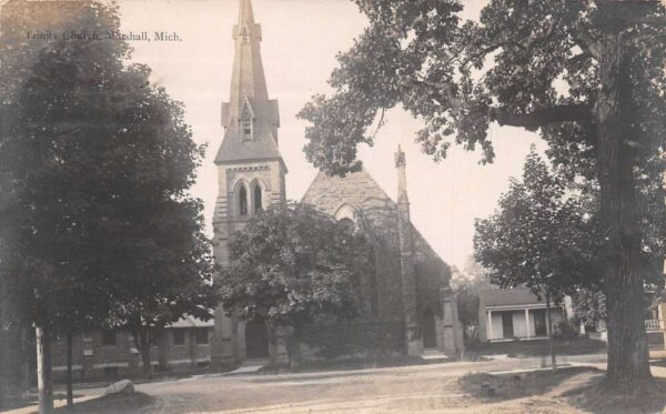 Marshall Michigan Trinity Church Real Photo Vintage Postcard AA89525