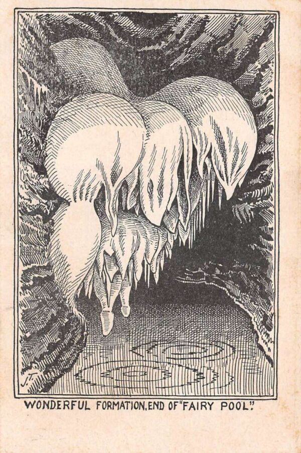 Fairy Pool Rock Cave Formation Artwork Engraving Vintage Non PC Back AA89549
