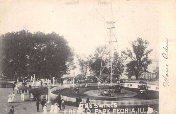 Peoria Illinois Al Fresco Park The Swings Vintage Postcard AA89551