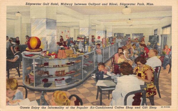 Edgewater Park Mississippi Edgewater Gulf Hotel Coffee Shop Postcard AA89553