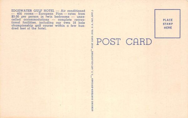 Edgewater Park Mississippi Edgewater Gulf Hotel Coffee Shop Postcard AA89553 - Image 2