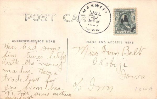 Maxwell Iowa People Posing for Picture Real Photo Vintage Postcard AA89555 - Image 2