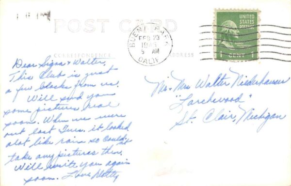 Buena Park California Women's Club Real Photo Vintage Postcard AA89557 - Image 2
