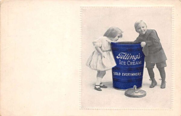 Tellings Ice Cream Children with Barrell Food Ad Vintage Postcard AA89566