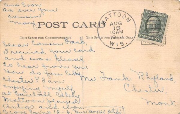 Mattoon Wisconsin Central Hospital Vintage Postcard AA89573 - Image 2