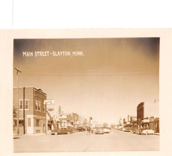 Slayton Minnesota Main Street Chevrolet Buick Real Photo Postcard AA89583
