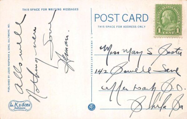 Seaford Delaware Sussex Hotel Vintage Postcard AA89595 - Image 2