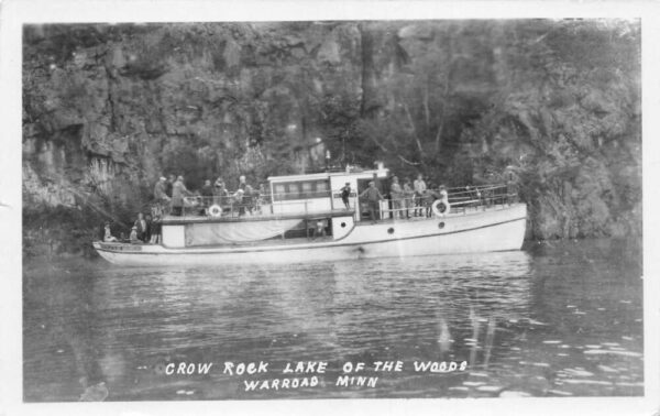 Warroad Minnesota Crow Rock Lake of the Woods Ship Vintage Postcard AA89600