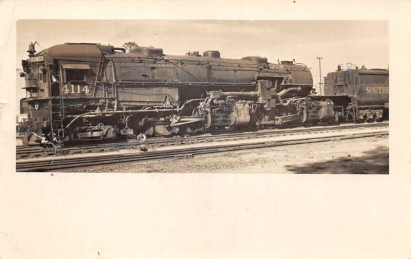 Fontana California Pacific Coast SP UP Train Engine Real Photo Postcard AA89601