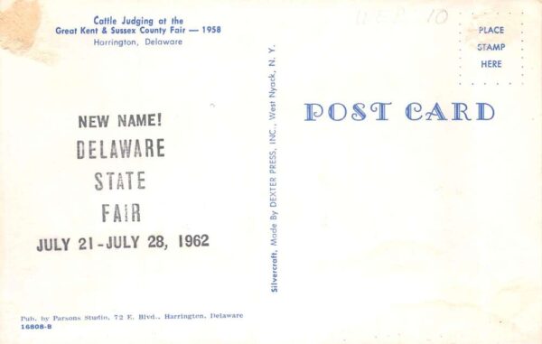 Harrington Delaware State Fair Cattle Judging Vintage Postcard AA89603 - Image 2