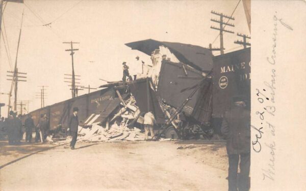 Train Wreck Disaster Boston and Maine Railroad Oct 2 1907 Real Photo PC AA89641