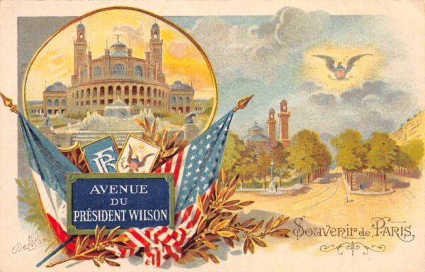 Paris France Avenue du President Wilson Souvenir Greetings Postcard AA89643
