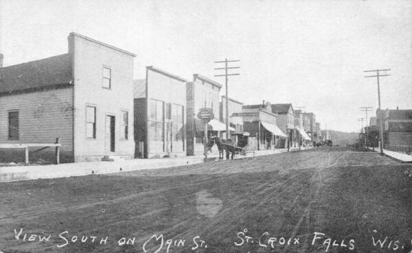 St Croix Falls Wisconsin Main Street Looking South Vintage Postcard AA89650