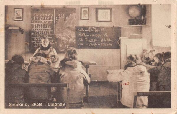 Umanak Uummanaq Greenland Grenland School Classroom Vintage Postcard AA89757
