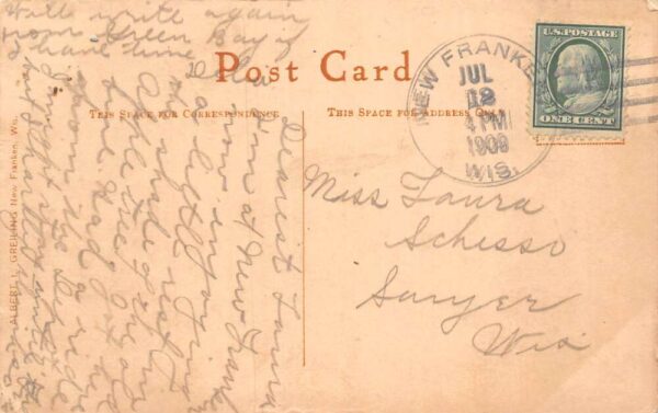 New Franken Wisconsin AL Greiling Store Vintage Postcard AA89759 - Image 2