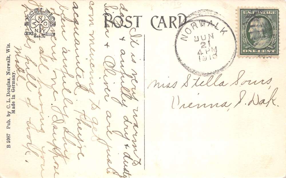 Norwalk Wisconsin Main Street Vintage Postcard AA89760 - Image 2