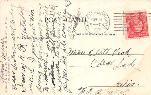 New Richmond Wisconsin Main Street Vintage Postcard AA89761 - Image 2