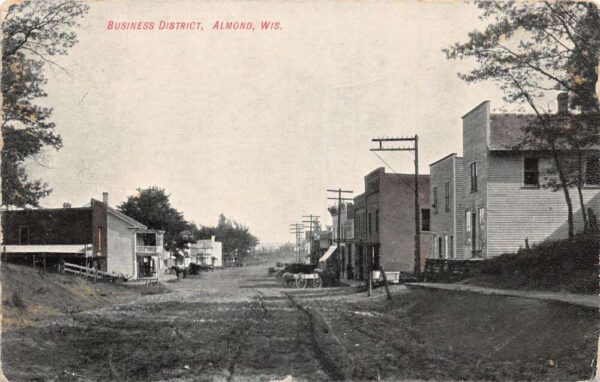 Almond Wisconsin Business District Street Scene Vintage Postcard AA89764