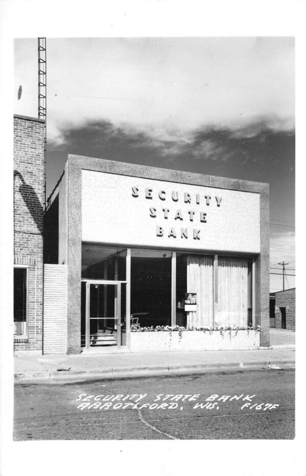 Abbotsford Wisconsin Security State Bank Real Photo Vintage Postcard AA89765