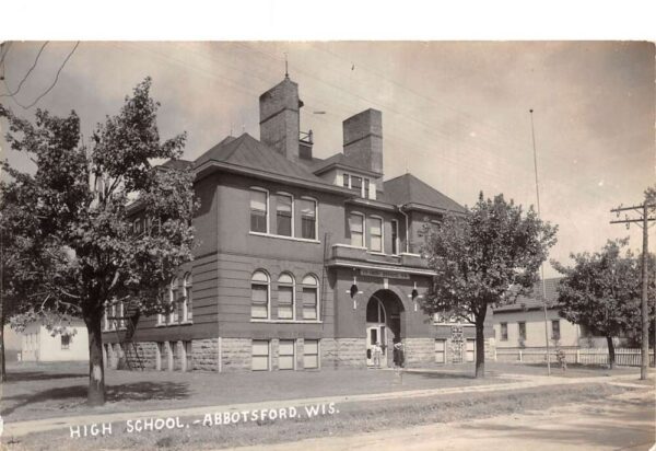 Abbotsford Wisconsin High School Real Photo Vintage Postcard AA89766