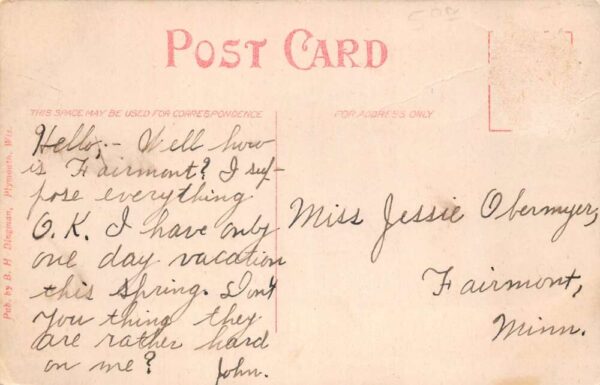 New Holstein Wisconsin Public School Vintage Postcard AA89778 - Image 2
