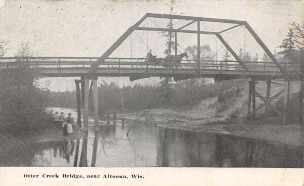 Altoona Wisconsin Otter Creek Bridge Horse Crossing Vintage Postcard AA89780
