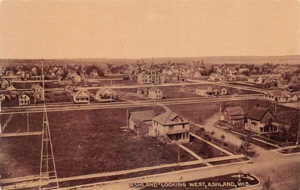 Ashland Wisconsin Birds Eye View Looking West Vintage Postcard AA89782