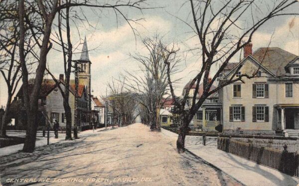 Laurel Delware Central Avenue Looking North Vintage Postcard AA89795