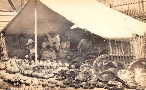 Mexico Pottery Vendors Real Photo Vintage Postcard AA89796