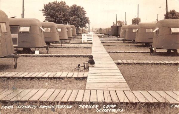 Seneca Illinois Farm Security Admin Trailer Camp Real Photo Postcard AA89800