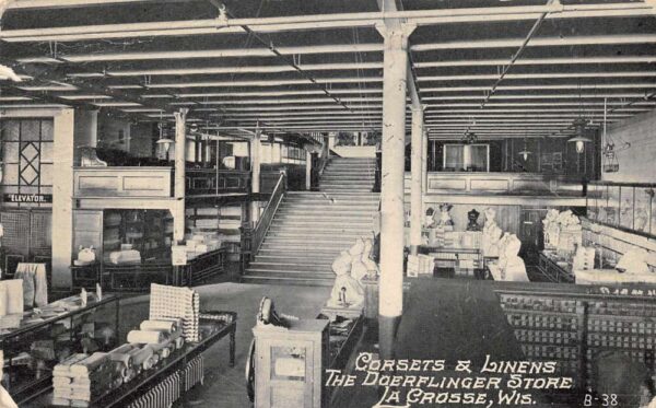La Crosse Wisconsin Doerflinger Store Corsets and Linens Postcard AA89815