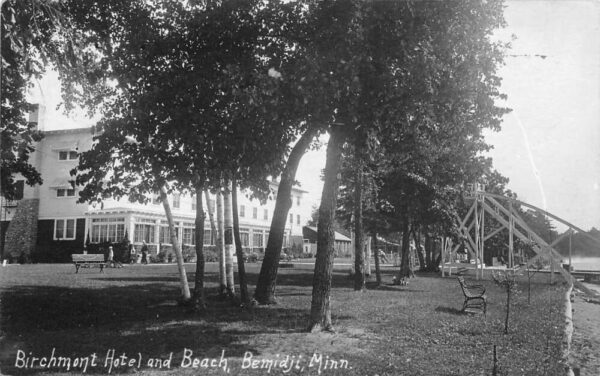 Bemidji Minnesota Birchmont Hotel and Beach Real Photo Postcard AA89827