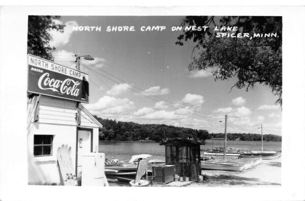 Spicer Minnesota North Shore Camp Coke Sign Real Photo Postcard AA89831