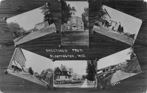 Bloomington Wisconsin Greetings Multiview Real Photo Postcard AA89844