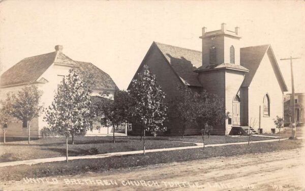 Turtle Lake Wisconsin United Brethren Church Real Photo Vintage Postcard AA89847
