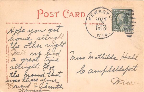 Kewaskum Wisconsin Milwaukee River Scenic View Vintage Postcard AA89862 - Image 2
