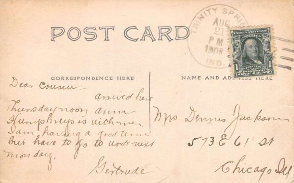 Trinity Springs Indiana Old Mill Dam, Real Photo, Vintage Postcard U21066 - Image 2
