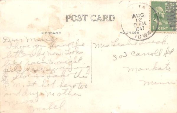 Storm Lake Iowa Swimming At Lakeside Beach, Real Photo, Vintage Postcard U21070 - Image 2