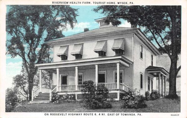 Wysox Pennsylvania Riverview Health Farm, White Border, Vintage Postcard U21075
