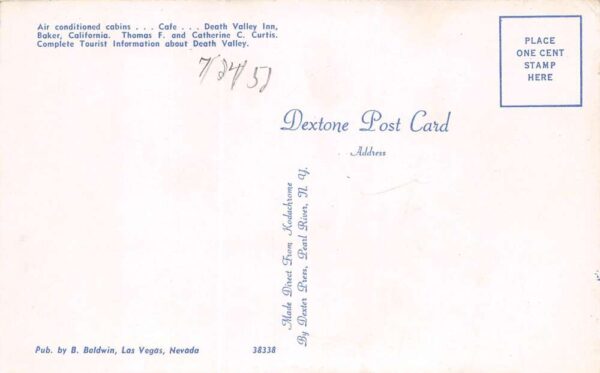 Baker California Death Valley Inn, Chrome, Vintage Postcard U21082 - Image 2